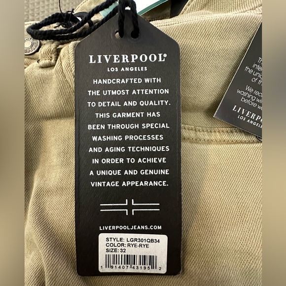 LIVERPOOL Bolt Straight Fit Stretch Jeans - Color Khaki - Size 32-34 - Picture 4 of 6
